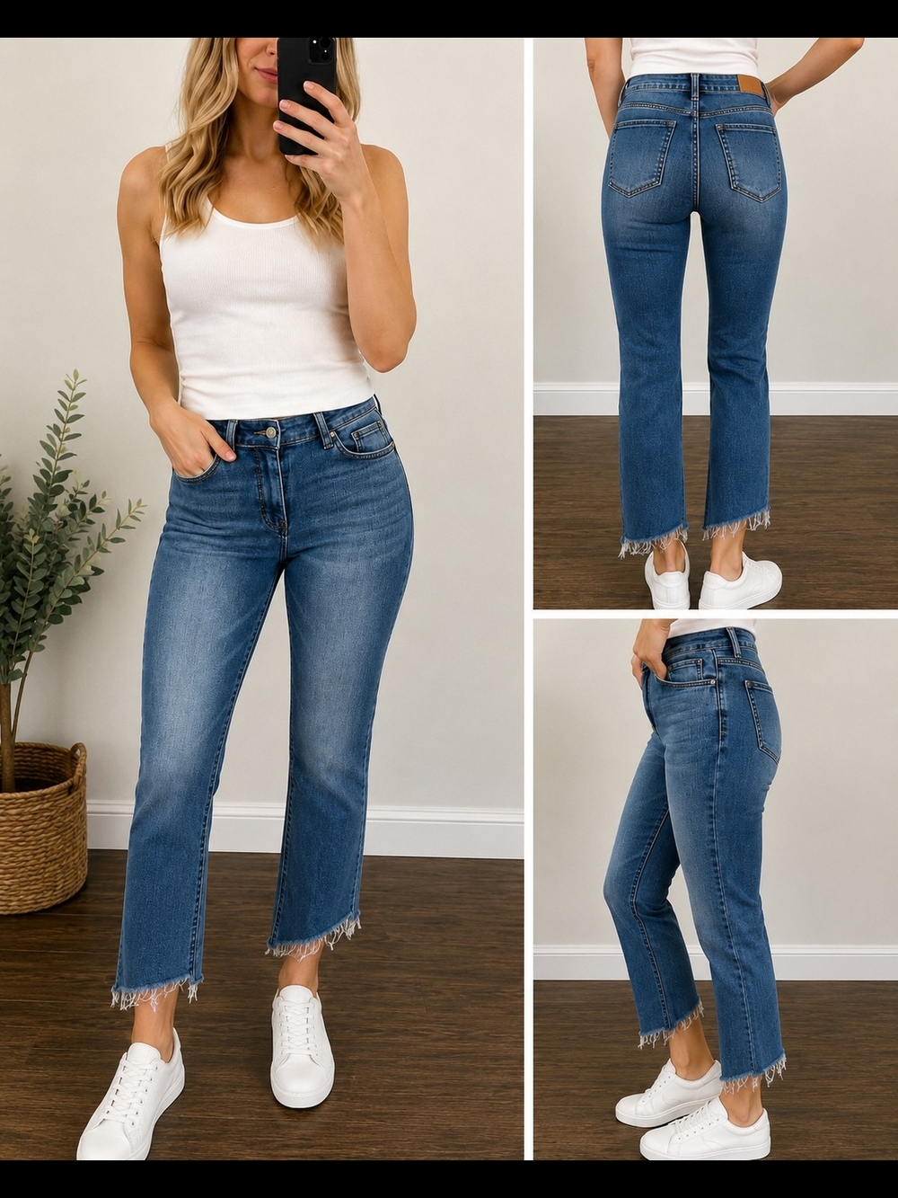 Lovervet by VERVET Women’s Size 29/9 High Rise Straight Crop Jeans Raw Hem Stret